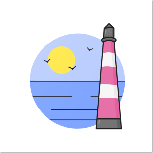 Pink lighthouse Posters and Art